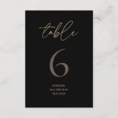 Modern Black Gold 16th Birthday Party Table Number 出欠カード (正面)