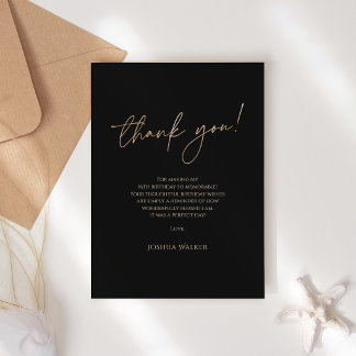 Modern Black Gold 16th Birthday Thank You Card  サンキューカード