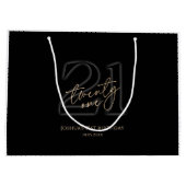 Modern Black Gold 21st Birthday ラージペーパーバッグ (裏面)