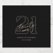 Modern Black Gold 21st Birthday Party ビールラベル (シングルラベル)