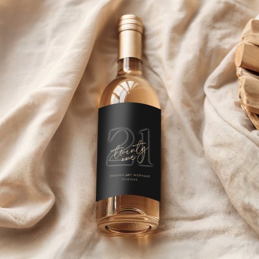 Modern Black Gold 21st Birthday Party ワインラベル