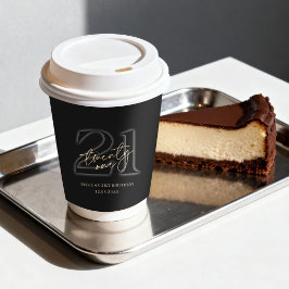 Modern Black Gold 21st Birthday Party Paper Cups 紙コップ
