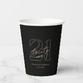 Modern Black Gold 21st Birthday Party Paper Cups 紙コップ (正面)