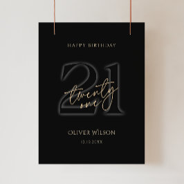 Modern Black Gold 21st Birthday Party Poster ポスター