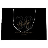 Modern Black Gold 30th Birthday ラージペーパーバッグ (正面)