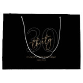 Modern Black Gold 30th Birthday ラージペーパーバッグ (裏面)