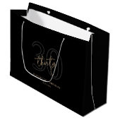 Modern Black Gold 30th Birthday ラージペーパーバッグ (正面アングル)