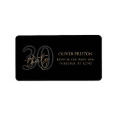 Modern Black Gold 30th Birthday Address Label ラベル (正面)