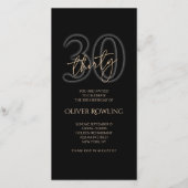 Modern Black Gold 30th Birthday Mobile Invite 案内状 (正面)