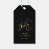 Modern Black Gold 30th Birthday Party ギフトタグ (正面)