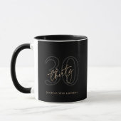 Modern Black Gold 30th Birthday Party マグカップ (左)