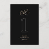Modern Black Gold 30th Birthday Table Number 1 出欠カード (裏面)