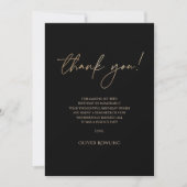 Modern Black Gold 30th Birthday Thank You Card  サンキューカード (正面)