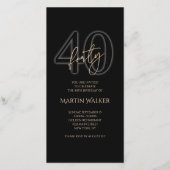 Modern Black Gold 40th Birthday Mobile Invite 案内状 (正面)