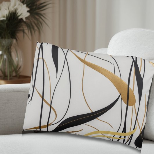 Modern Black & Gold Abstract Line  アクセントクッション
