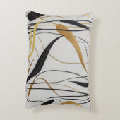 Modern Black & Gold Abstract Line  アクセントクッション (裏面(縦))