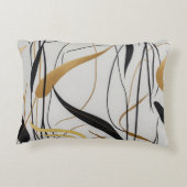 Modern Black & Gold Abstract Line  アクセントクッション (裏面)