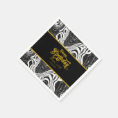 Modern Black & Gold Agate Happy Birthday  スタンダードカクテルナプキン (角)
