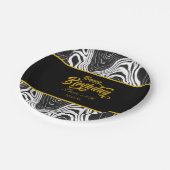 Modern Black & Gold Agate Happy Birthday  ペーパープレート (アングル)