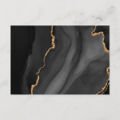 Modern Black Gold Agate Marble Wedding Details エンクロージャーカード (裏面)
