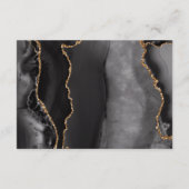 Modern Black Gold Agate Marble Wedding Details エンクロージャーカード (裏面)