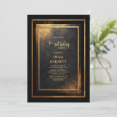 Modern Black Gold Any Age Birthday Party 招待状 (スタンド正面)