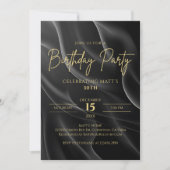 Modern black & Gold Birthday Invitation 招待状 (正面)