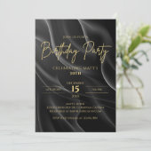 Modern black & Gold Birthday Invitation 招待状 (スタンド正面)