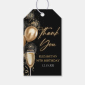 Modern Black & Gold Birthday Party Favor Thank you ギフトタグ (正面)