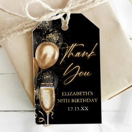 Modern Black & Gold Birthday Party Favor Thank you ギフトタグ