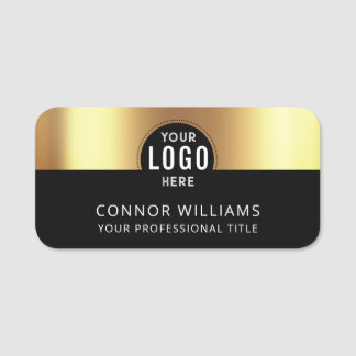 Modern Black Gold Business Logo 名札