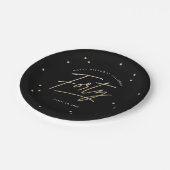 Modern Black Gold Calligraphy 40th Birthday ペーパープレート (アングル)