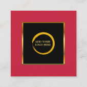 Modern black gold cardinal red add logo スクエア名刺 (正面)