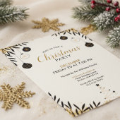Modern Black Gold Christmas Party Invitation 招待状