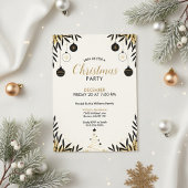 Modern Black Gold Christmas Party Invitation 招待状