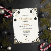 Modern Black Gold Christmas Party Invitation 招待状