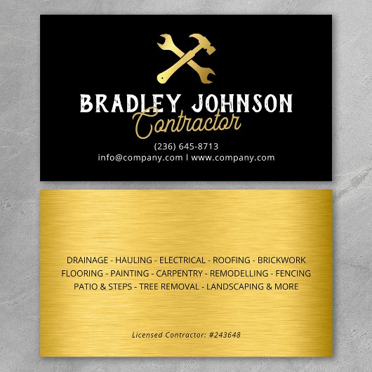 Modern Black Gold Construction Building 名刺