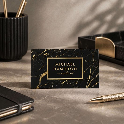 Modern Black Gold Consultant Professional 名刺