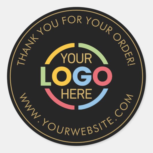 Modern Black Gold Custom Busines Logo Promotional ラウンドシール (正面)