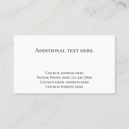 Modern Black & Gold Custom Text Church Pastor  名刺 (裏面)