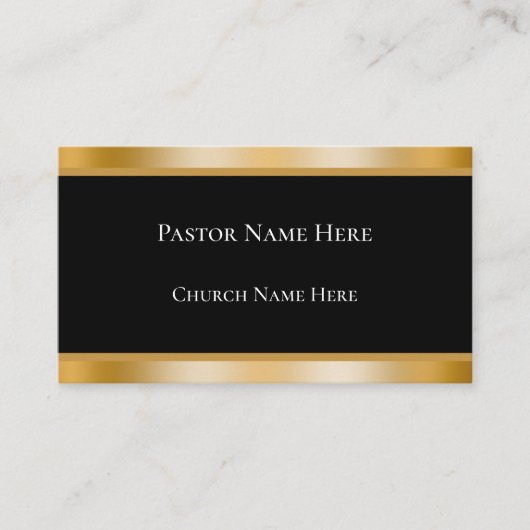 Modern Black & Gold Custom Text Church Pastor  名刺 (正面)