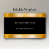 Modern Black & Gold Custom Text Church Pastor  名刺