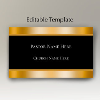 Modern Black & Gold Custom Text Church Pastor  名刺
