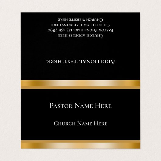 Modern Black & Gold Custom Text Church Pastor 名刺 (外部フラット)