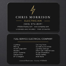 Modern Black Gold Electrician Contractor 名刺