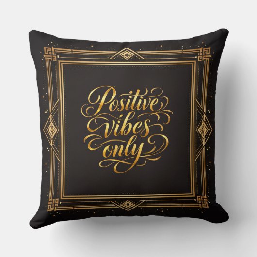 Modern Black gold elegant script calligraphy  クッション (裏面)