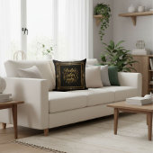 Modern Black gold elegant script calligraphy  クッション