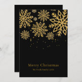 Modern Black Gold Glitter Script Christmas シーズンカード (正面/裏面)
