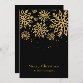 Modern Black Gold Glitter Script Christmas    シーズンカード