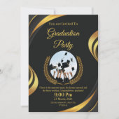 Modern Black & Gold Graduation Party 招待状 (正面)